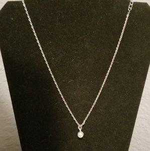 Necklace with Solitaire Faux Pearl Pendant
